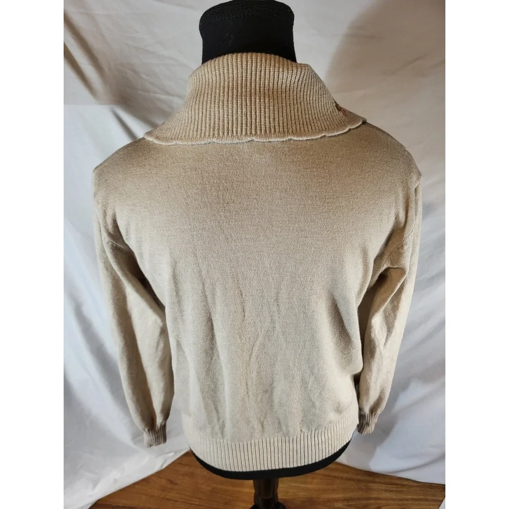 Aaeda Size M Beige Embroidered Collared Button Down Cardigan - Picture 6 of 8
